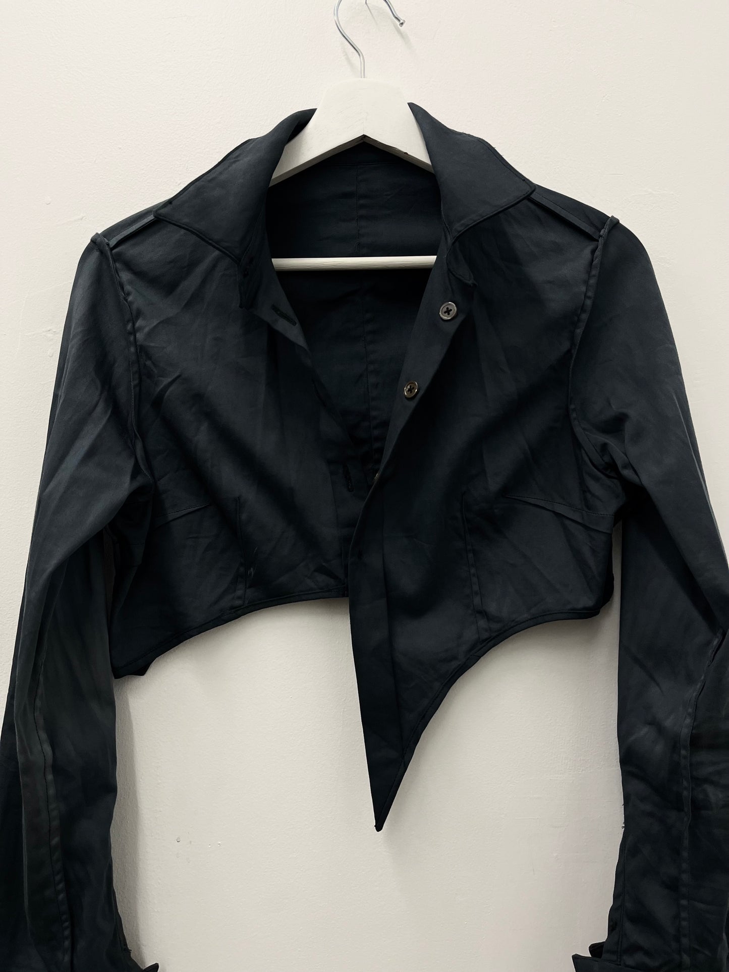 Asymmetric Crop Button Up Shirt