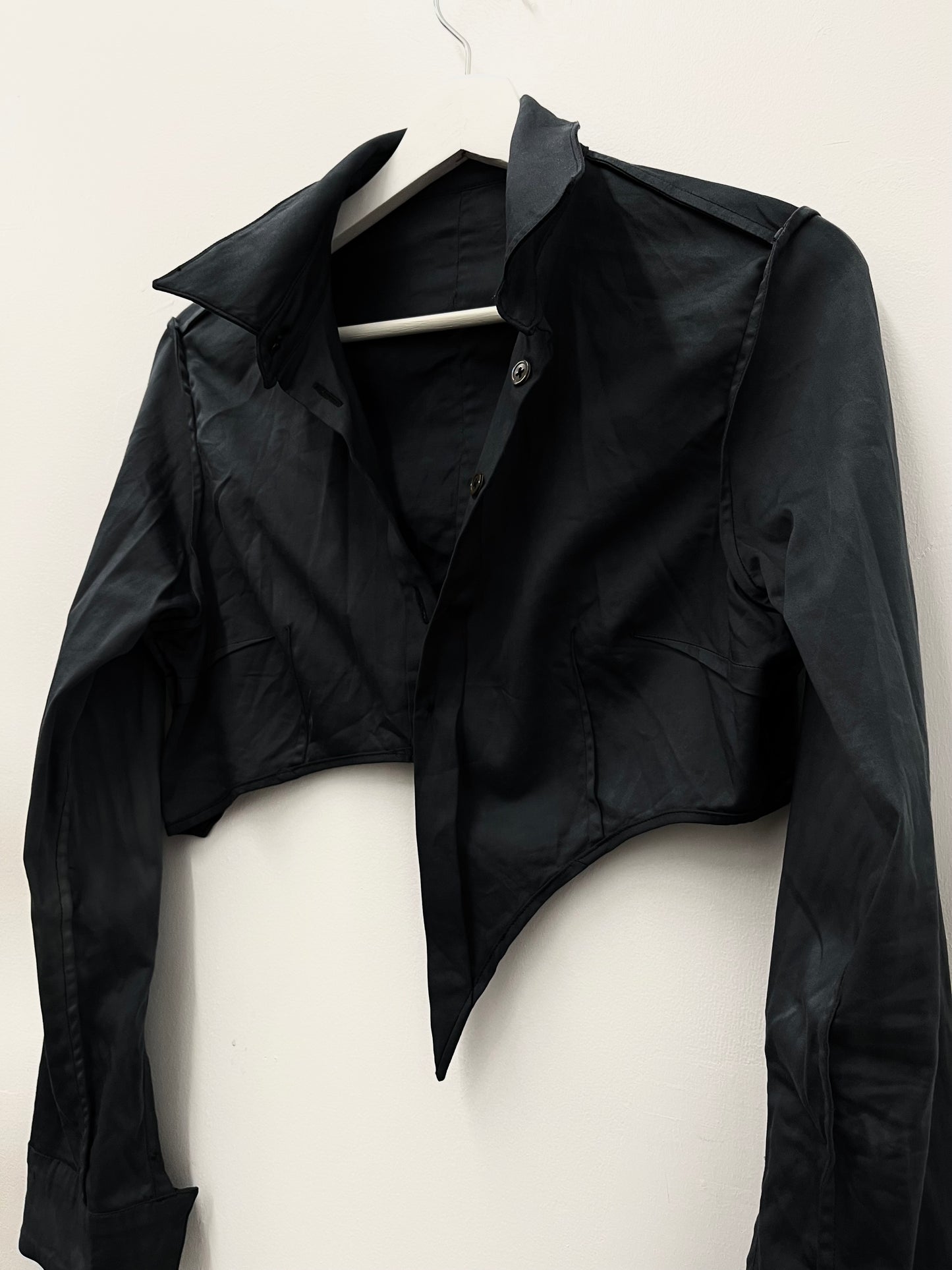 Asymmetric Crop Button Up Shirt