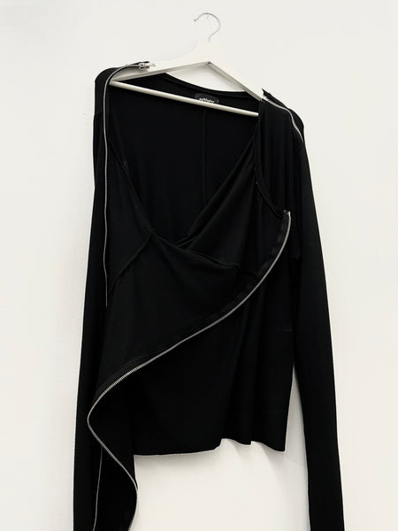 Zipper Sleeve L/S Shirt (Black)