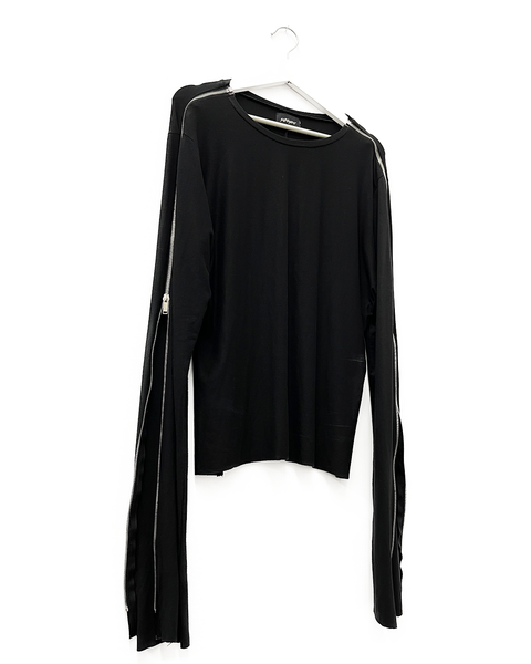 Zipper Sleeve L/S Shirt (Black)